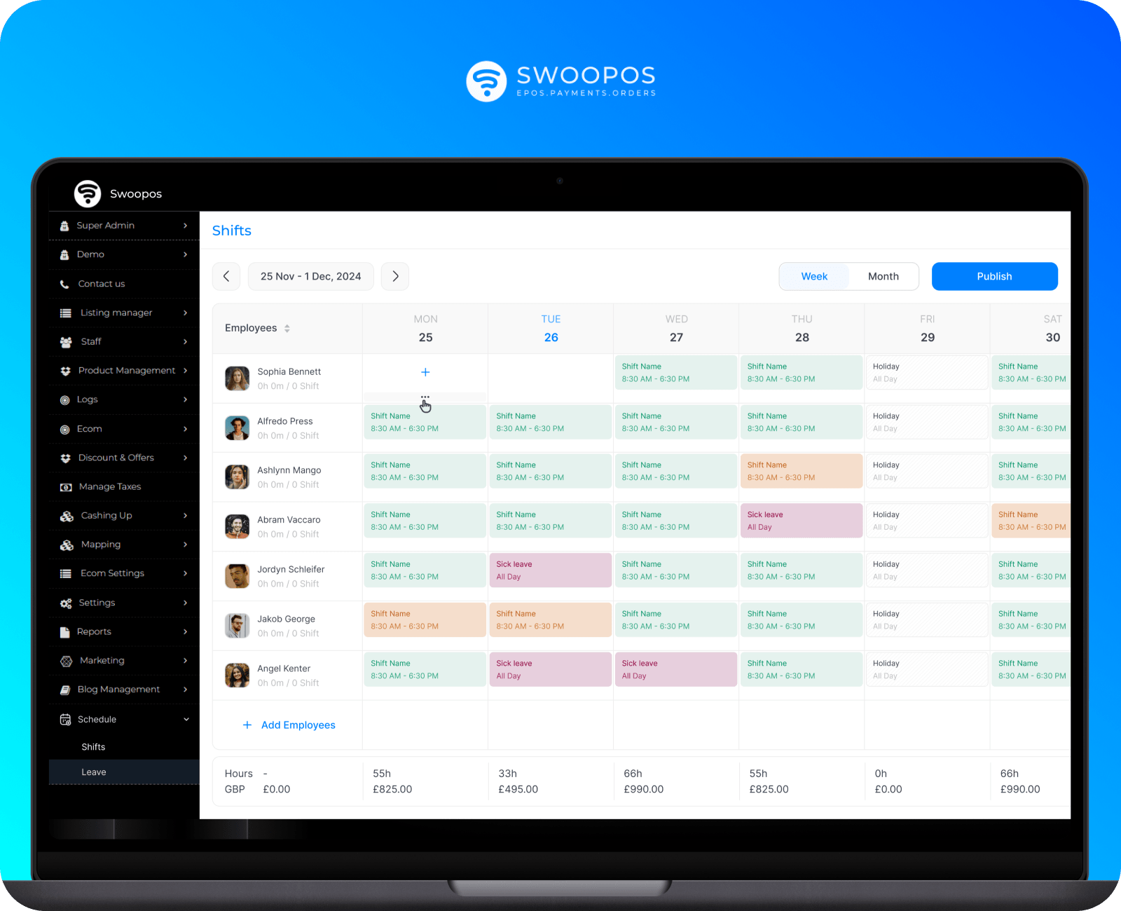 Swoopos, Point of sale system